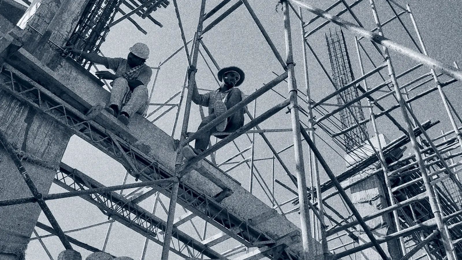 Construction workers on an active jobsite