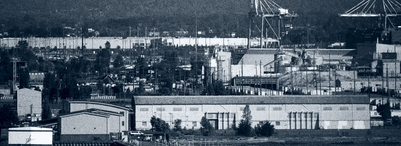 Aerial view of an active commercial construction jobsite