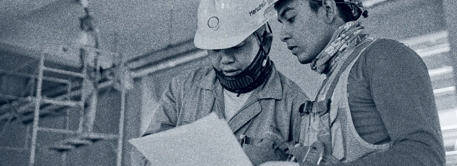 Aerial view of an active commercial construction jobsite